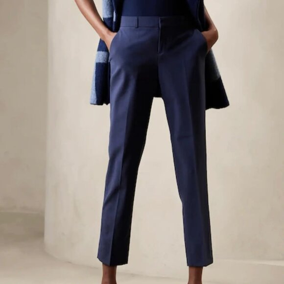 Banana Republic Navy Avery Lined Wool Blend Ankle Pants, size 10P - Picture 1 of 6